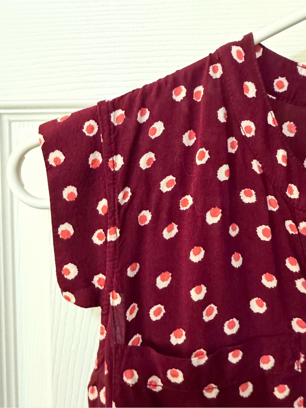 Anthropologie TYLHO Burgandy & White Polka Dot West Side Street Dress Sz S - Picture 4 of 8